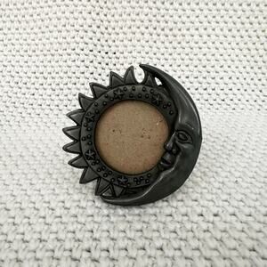 Vintage Pewter Gunmetal Celestial Sun Moon Miniature Photo Frame Desk Taiwan ROC